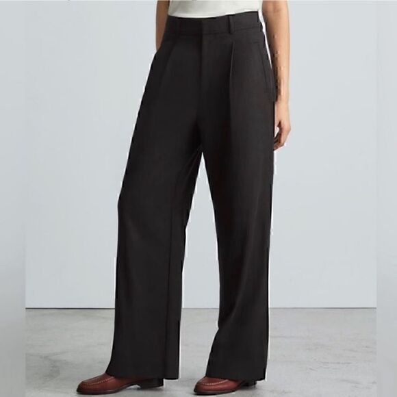 NWT Everlane The Way High Black Drape Wide Leg Pants Size 2 S - Picture 1 of 4